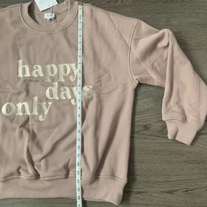 Le Lis Happy Days Only Embroidered Fleece Sweatshirt NWT S Oversized Cocoa Brown thumbnail 6