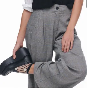 Anthropologie Amadi Plaid Pleated High Rise Wide Leg Trouser Pants M thumbnail 1