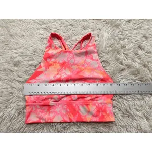 Lululemon Energy Bra High Neck Long Line Shibori Neon Orange Size‎ 4 thumbnail 5