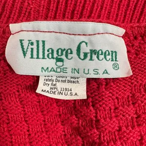 Vintage Village Green 100% cotton Red Knit Sweater Vest Size M thumbnail 2