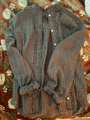 Brown Plaid Universal Thread Cream Flannel Shirt thumbnail 1
