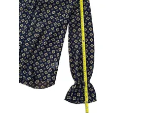 CAbi Women's Small Multicolor Geometric V-Neck Long Sleeve Sheer Blouse thumbnail 5