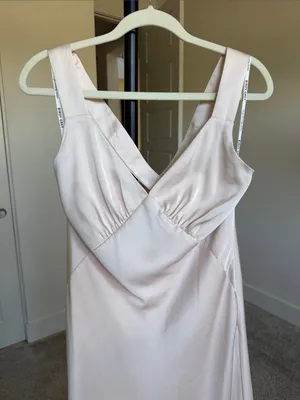 Birdy Grey Champagne Satin V-Neck Maxi Formal Bridesmaids Dress - Size Small thumbnail 3