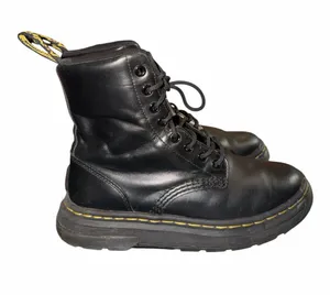 Dr. Martens Black Leather Combat Boots with Yellow Stitching thumbnail 1