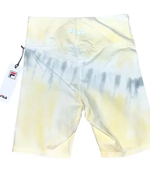 FILA Women's Yellow & Gray Tie-Dye High-Waist Bike Shorts thumbnail 1