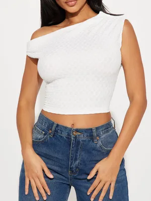 White Cowl Neck Textured Cami Top thumbnail 1