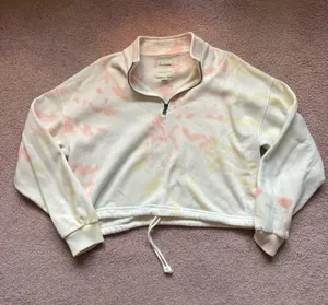 American Eagle Tie-Dye Cropped Quarter-Zip Sweatshirt thumbnail 1