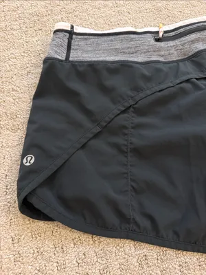 Lululemon Run: Speed Shorts Black with Heather Gray Waist Size 6 Workout thumbnail 3