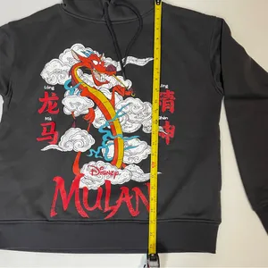Disney‎ Princess women’s gray Mushu Mulan Pullover Hoodie size Small thumbnail 7