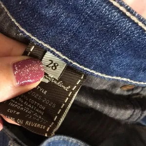 7 for all mankind distressed medium wash bootcut denim long denim jeans size 28‎ thumbnail 13