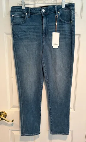 Quince High Rise Skinny Jeans Women 32 Seaside Blue Denim NWT Minimalist Tencel thumbnail 1