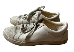 UGG Karine Snake Women's Lace up Leather Sneakers Size US 7 EU 28 Beige thumbnail 1