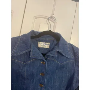 DenimWorks Western Jacket 70s Retro Dark Wash Oversized‎ Collar Blue Small thumbnail 4