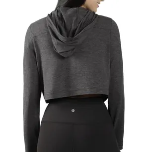 90 Degrees by Reflex NWT XXL Half Zip Pullover Charcoal Crop Hoodie Women’s Athletic thumbnail 3
