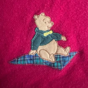 Vintage Donaldson Walt Disney Co. Winnie The Pooh Embroidered Wool Scarf Red thumbnail 4