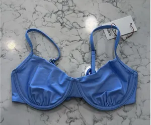 NWT Quince Light Blue Demi Underwire Bikini Top Size Medium thumbnail 1