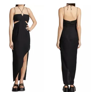 NWT RUMER THE LABEL Freya‎ Black Linen Maxi Cut Out Dress thumbnail 3