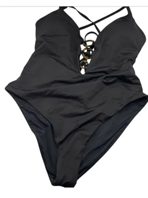 Aqua Lounge Black One Piece Swimsuit Sz L thumbnail 1