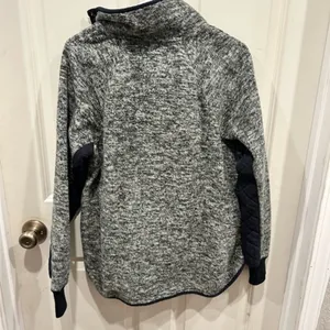 Abercrombie & Fitch Women Blue‎ Quilted Snap Mock Neck Fleece Pullover Jacket M thumbnail 4