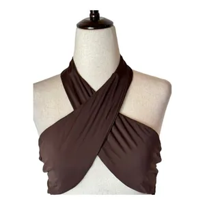 Tiger Mist Brown Cross Tie Halter Neck Archie Top‎ Size XS thumbnail 4