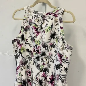 White House Black Market Floral Halter Sheath Knee Length Dress Size 12 Pockets thumbnail 5
