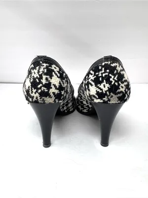 CARISMA black/white houndstooth fabric & leather Mary Janes, Italy, size 8.5 thumbnail 7