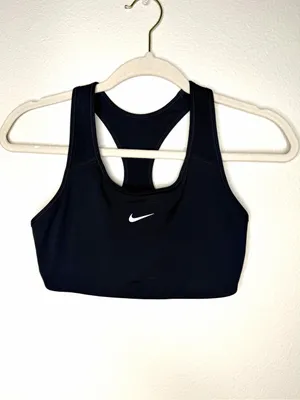 Nike Dry Women's Swoosh Black Sports Bra Size M Gym Workout Activewear Pilates thumbnail 2