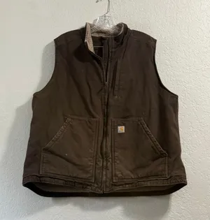 Carhartt Women's Vest Duck Sherpa Lined Work Wear Brown 1X 104224-DKB thumbnail 1