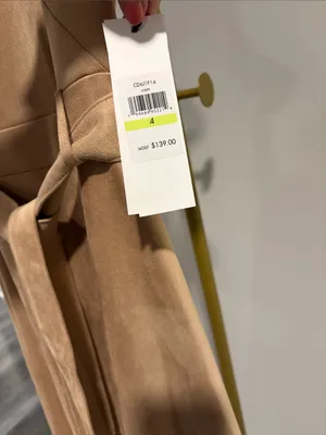 Calvin Klein NWT Sleeveless Belted Faux Suede Fit & Flare Midi Dress - tan thumbnail 8