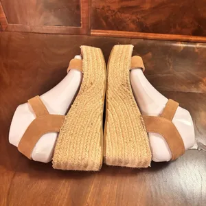 Boden Beige Leather Espadrille Platform Wedge‎ Sandals Women's EU 38 US 7.5 8 thumbnail 2