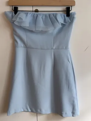 French Connection Whisper Organza Strapless Dress Blue US 2 NWT thumbnail 3