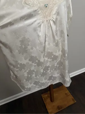 Vintage Lily Of France Nightgown Nighty Dress Satin Floral Lace Ivory Cream thumbnail 5