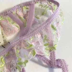 For Love & Lemons Garter Belt Womens Floral Embroidered Lace Purple NWOT Small thumbnail 8