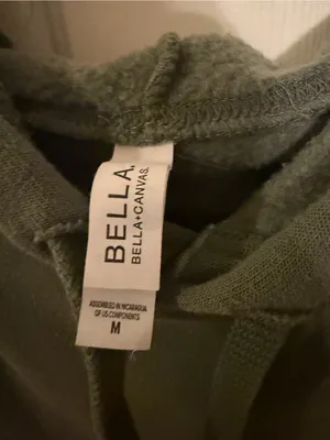 Bella Canvas Olive Green Cropped Hoodie with Navy 'ROGUE' Print thumbnail 2