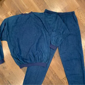 Vintage Denim Embroidered Pant Set Size Medium Blue thumbnail 8