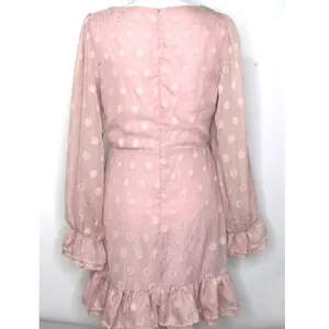 Lulus Just Spotted Dot Jacquard Ruffled Mini Dress thumbnail 4