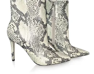 Nine West Snake Print Leather Ankle Boots Size 9M Pointed Toe Stiletto Heel thumbnail 1