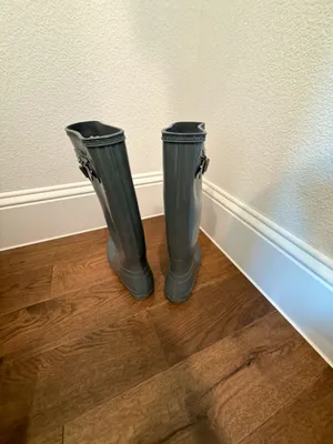 Hunter Original Tall Gloss Rain Boots Grey US 5M/6F EU 37 thumbnail 3