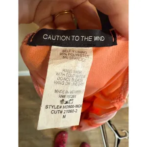 Caution to the Wind Pink Orange Watercolor Ruched‎ Halter Maxi Dress Medium thumbnail 3