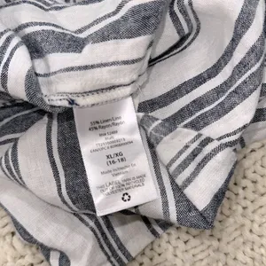 Time and Tru Striped Blue and White Dress size XLarge linen rayon fabric blend thumbnail 5