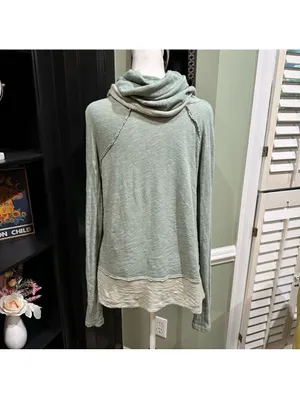 Free People Beach Moss Green Cowl Neck Pullover Size XS/S thumbnail 7