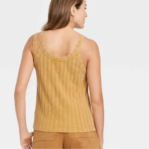 NWT Universal Thread Cami Tank Top Womens 4XL‎ Mustard Yellow Rib Knit Striped thumbnail 3