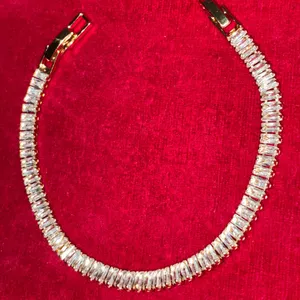 Sparkling Gold Tone Baguette CZ Tennis Bracelet thumbnail 1