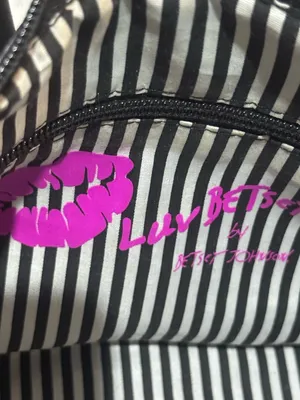 Betsey Johnson Floral Stripe Satchel Black Pink Rose Mini Handbag Y2K thumbnail 10