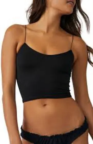 NWT- free people black skinny strap brami crop top thumbnail 1