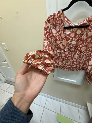 Billabong Time Goes By Cropped Peplum Long Sleeve Floral Top thumbnail 3