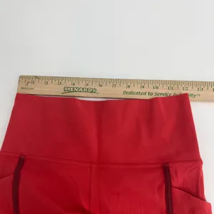 Athleta Salutation Stash Pocket Capri Pants Coral‎ Red Mesh Ruched Ankle Size S thumbnail 5