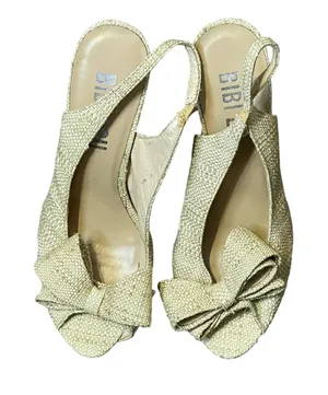 Bibi Anthropolgie Lou Pumps‎ Heels Size 39/7 US Miho Natural Womens Peep Toe thumbnail 1