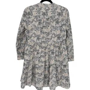 J.Crew Animal Print Novelty Zebra Leopard Long Sleeve Tiered‎ Mini Dress Size XS thumbnail 4