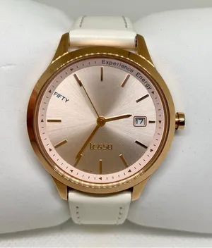 Titan Women’s Watch Rose Gold Face Color Date 35mm quartz white leather running thumbnail 1